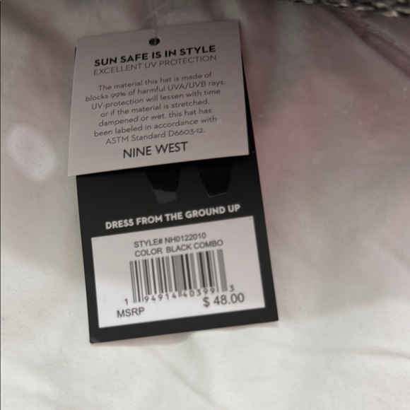 Nine West Chic Black and White Straw Hat with Ribbon - Picture 2 of 3